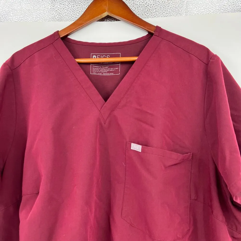 Figs plus size 5X Catarina One Pocket Scrub Top burgundy classic fit uniform - Image 4