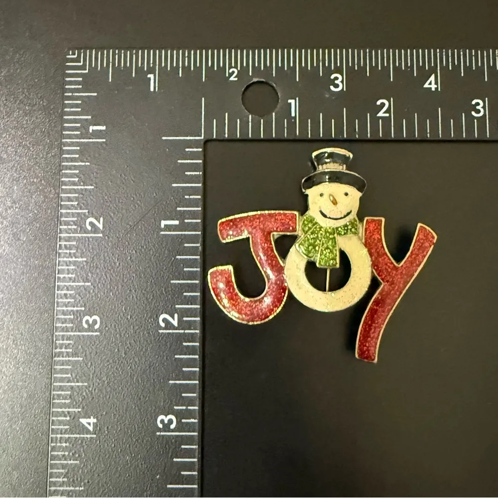 Vintage MIRIAM HASKELL “Joy” Snowman Holiday Christmas Enameled Brooch Pin 18g. Red - Image 8