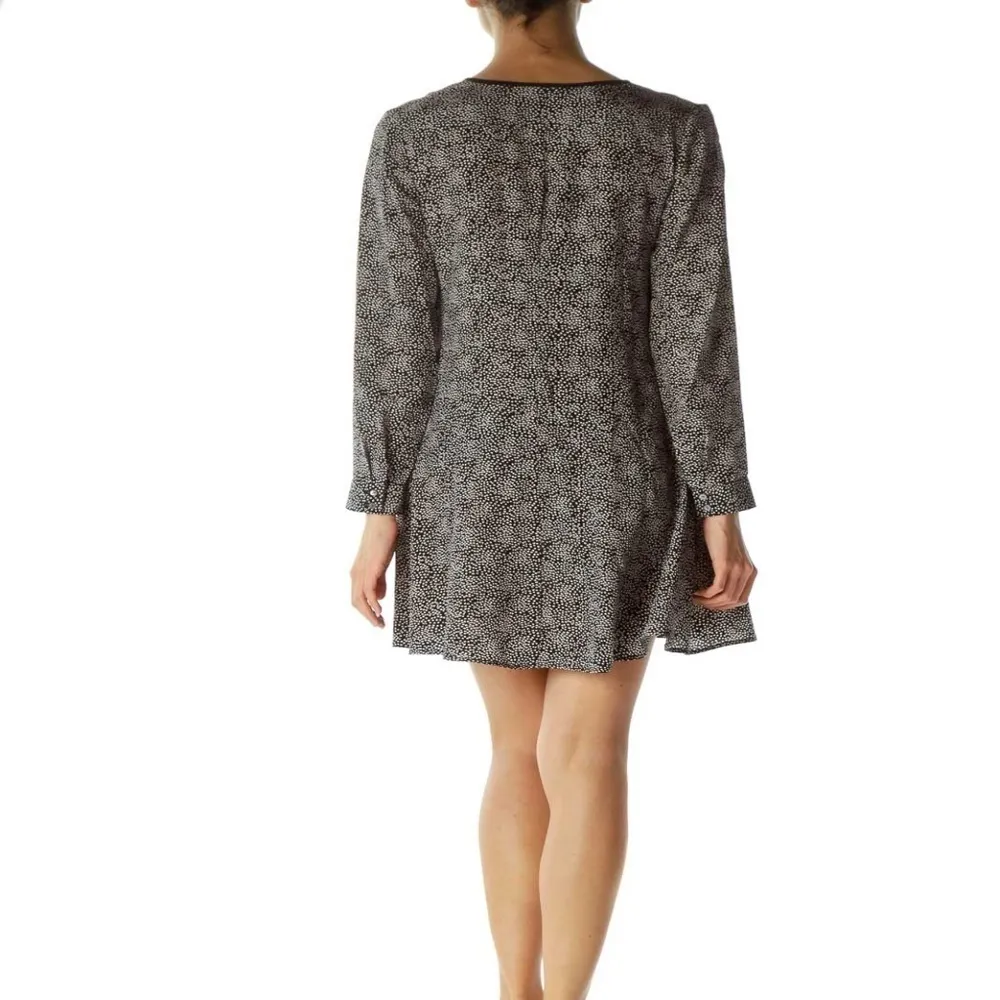 Club Monaco Silk Satin Black Side Pockets Casual Midi V Neck Dress, Size XS‎ - Image 3