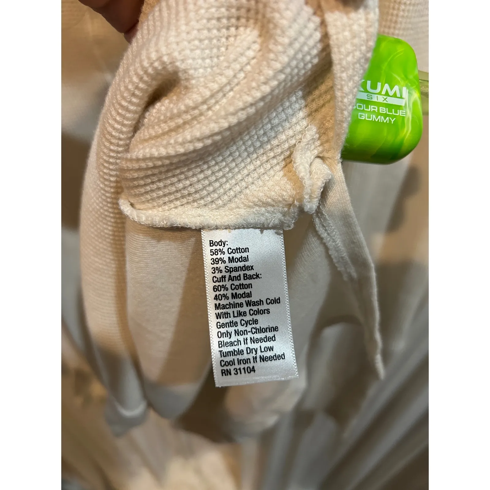 Croft & Barrow Women's Cream Waffle Knit Cowl Neck Long‎ Sleeve Tunic Top - Image 5