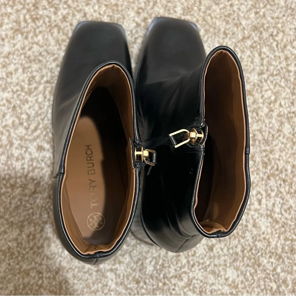 Ruby Block Heel Leather Booties Chain Link Size 8.5 - Image 7