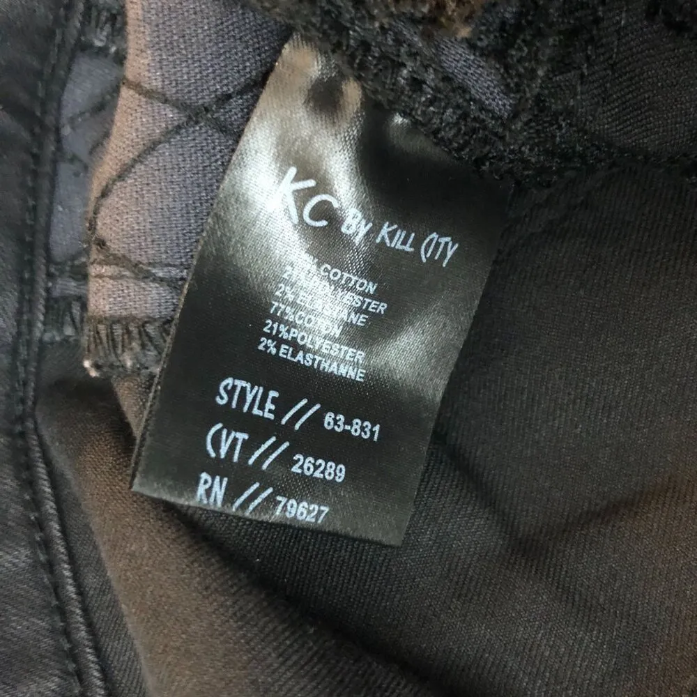 KC By Kill City Black Quilted Womens Skinny Jeans High Rise Zipper Goth Punk 27 - Image 4