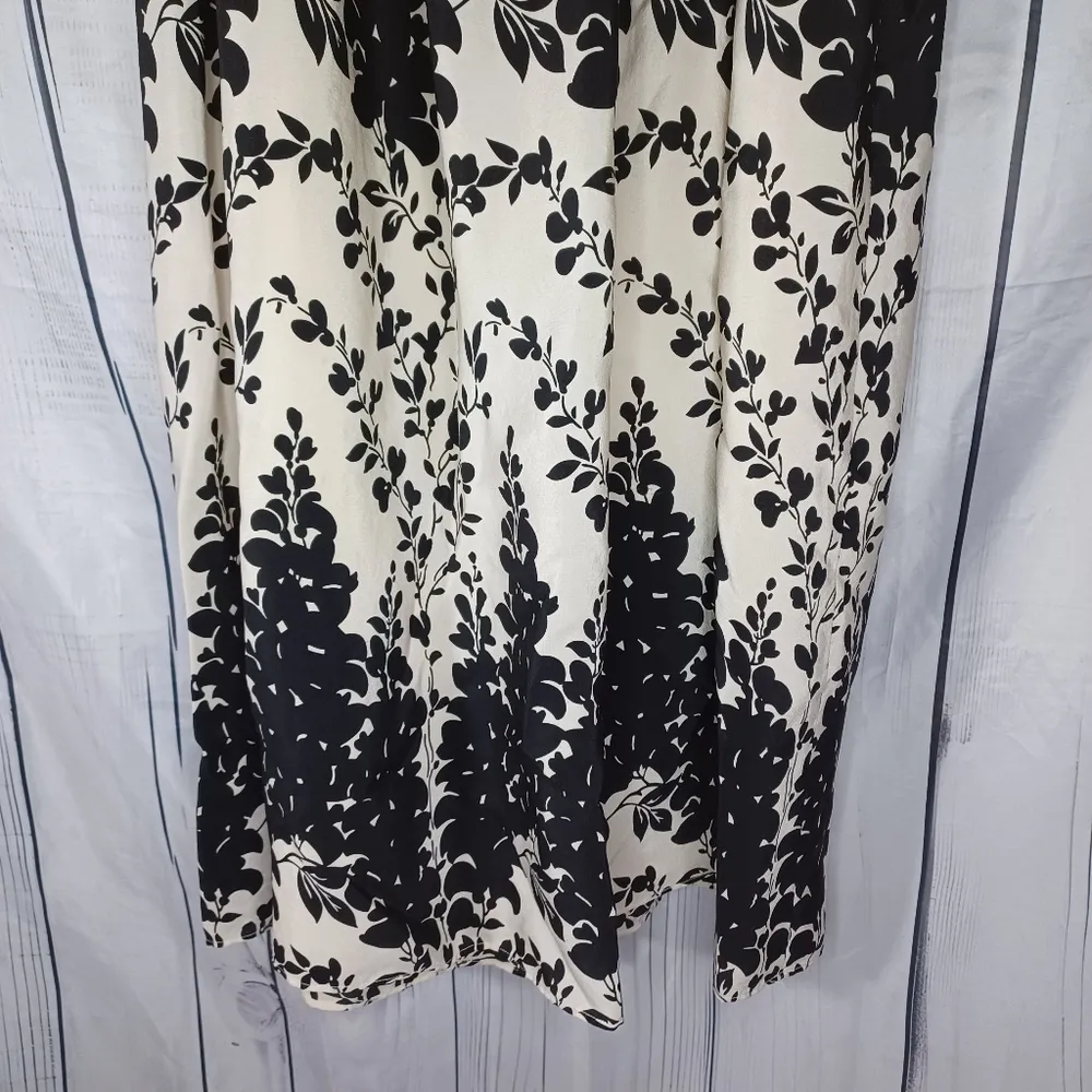 Ann Taylor 100% Silk Sleeveless Black and Cream Floral Dress Size 2 - Image 10