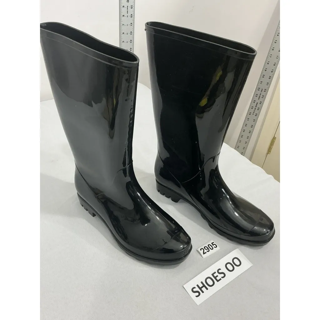 Womans Time & Tru Size 8 Pull On Black Rubber Tall Rain Boots NWOT - Image 2