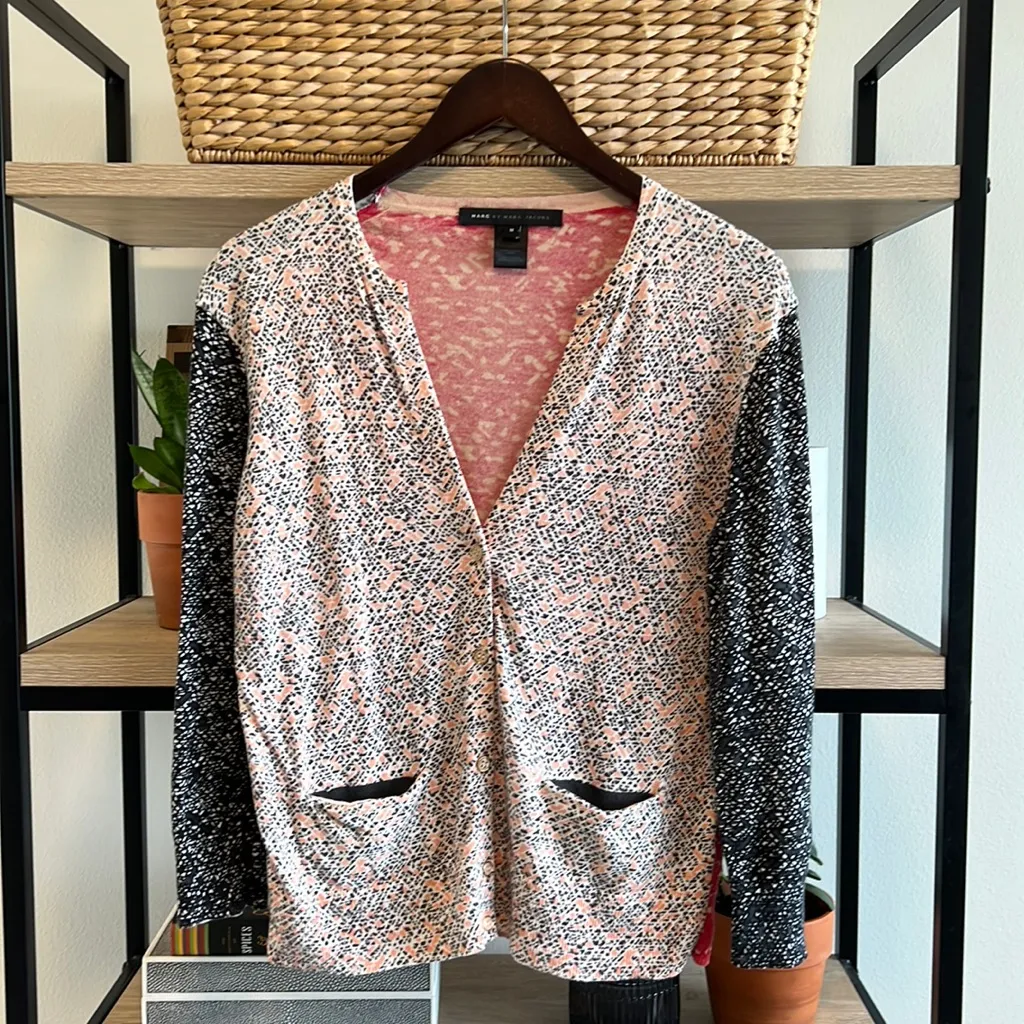 Marc by Marc Jacobs Punch Pink Multi Punch Pink Cotton Cardigan, Medium - Image 1