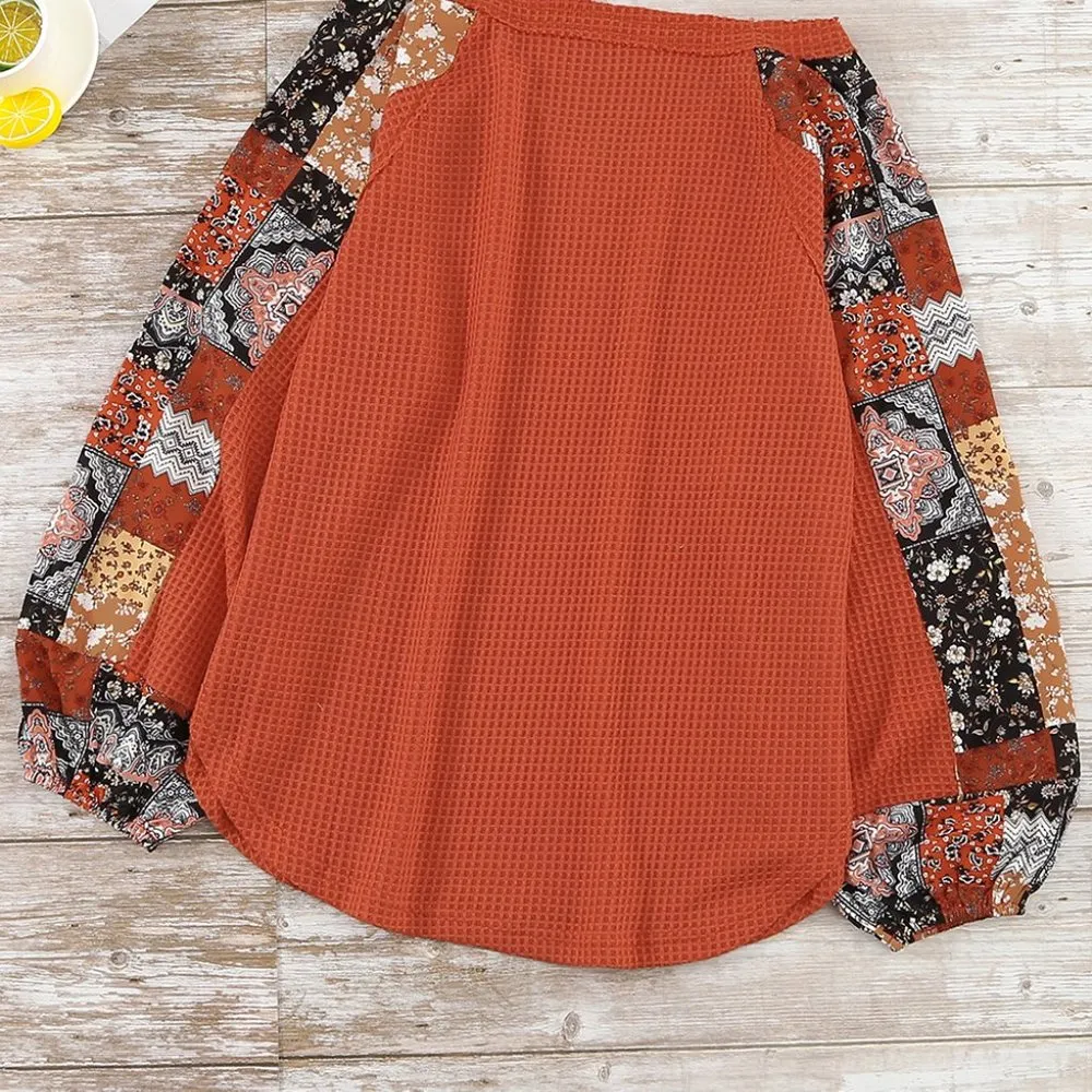 ORANGE CONTRAST EYELET KNIT TOP Size M - Image 14