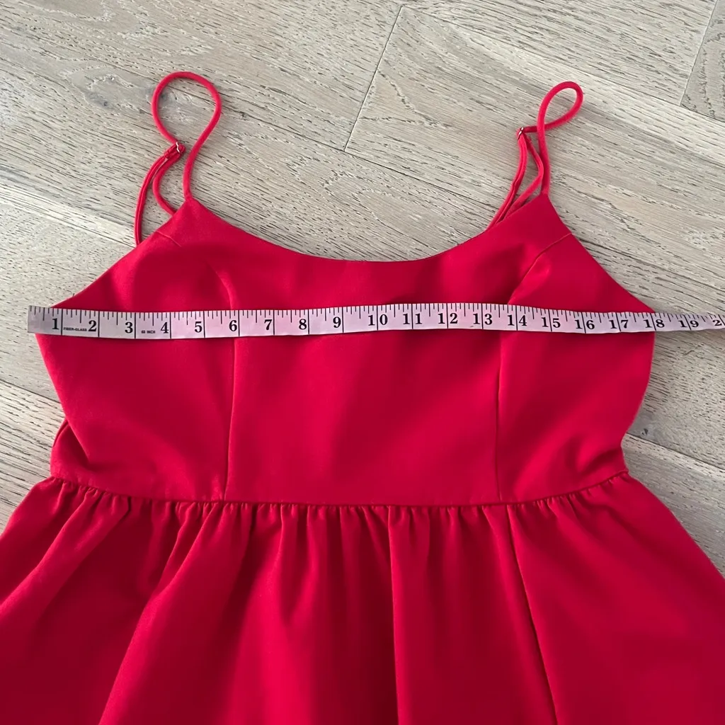 Showpo Red Fit & Flare Mini Dress Spaghetti Strap Skater Style Size 12 US - Image 6