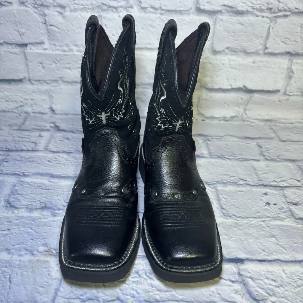 Justin Gypsy Andra Cowboy Boot Size 7 B L9977 Black Western Leather Cowgirl 8" - Image 3