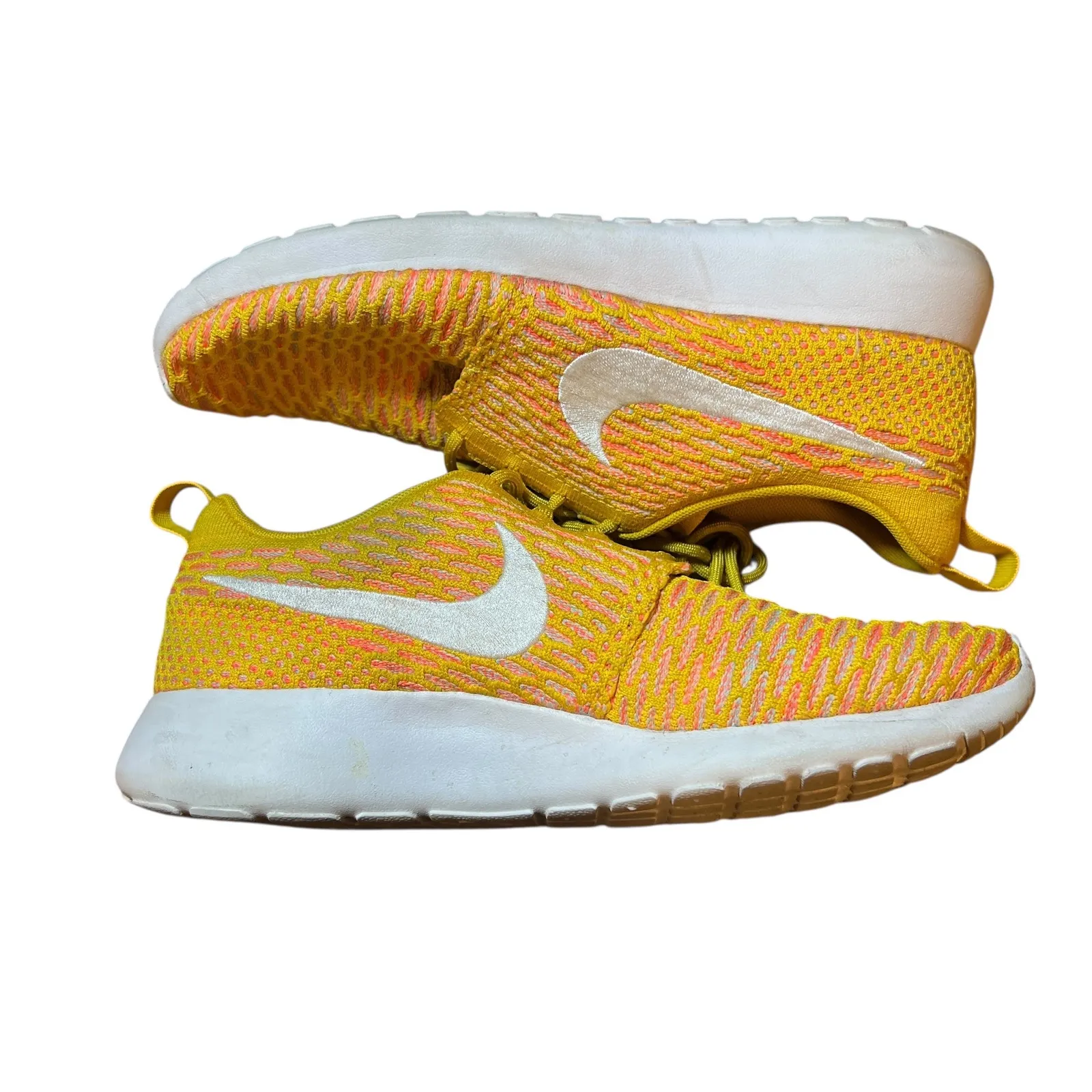 Nike Roshe FlyKnit Yellow Pink Running Athletic Sneakers Shoes Womens Size 9.5 - Image 7