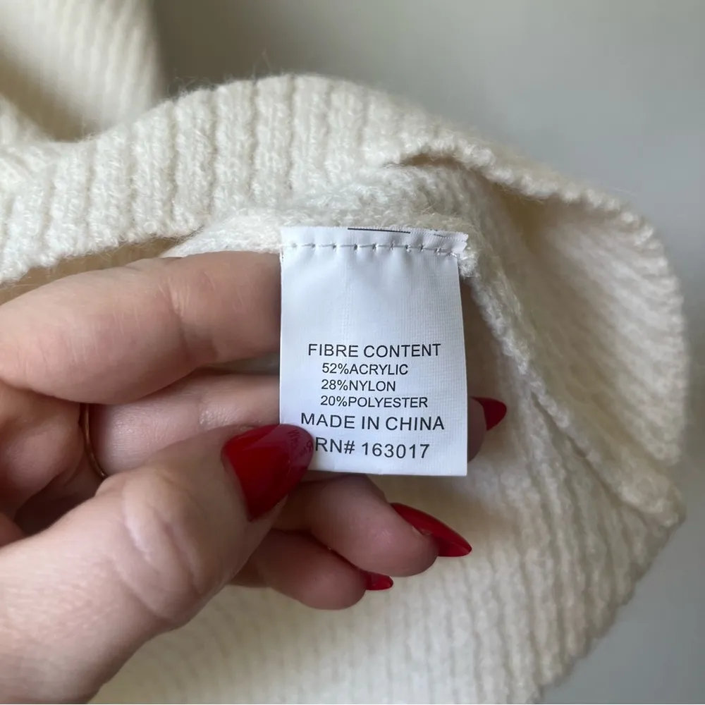 Estevan Cream Ribbed Knit Mockneck Sweater XS/S - Image 9