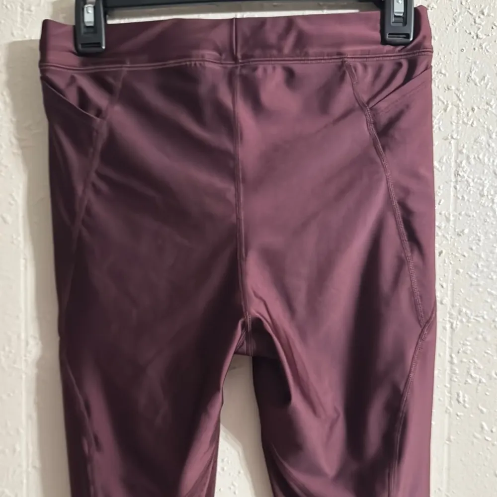 Nike Dri-Fit Cropped Leggings Womens Size Medium Maroon Red Mesh Athletic Active - Image 6
