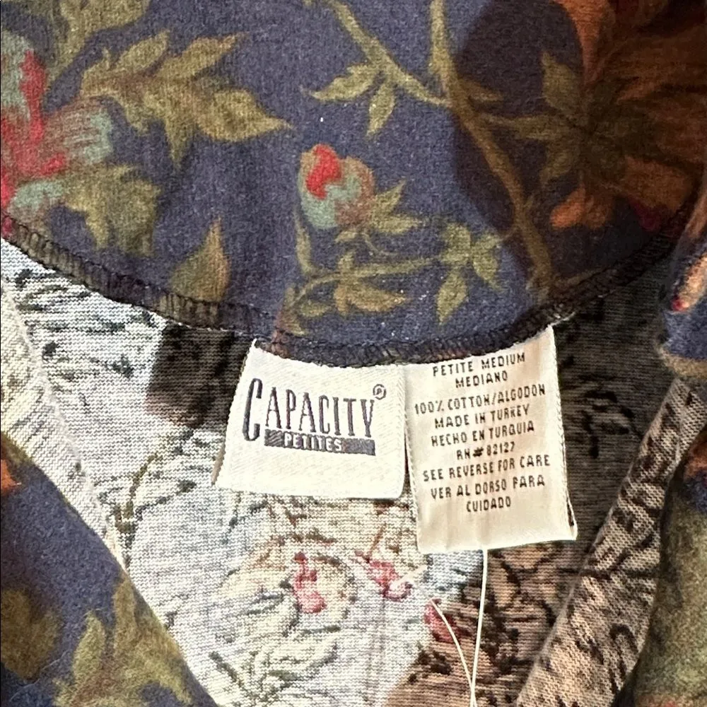 Vintage 80’s Floral Flannel Button Up Shirt NEW Petite Medium Capacity Petites Blue Size undefined - Image 14