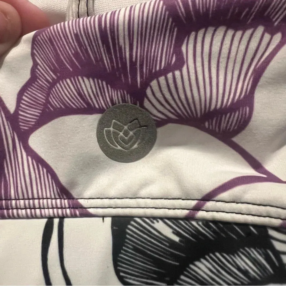 Koalani Tropical Pattern Sport Bra Removable Pads Medium Support Size Large Purple - Image 5