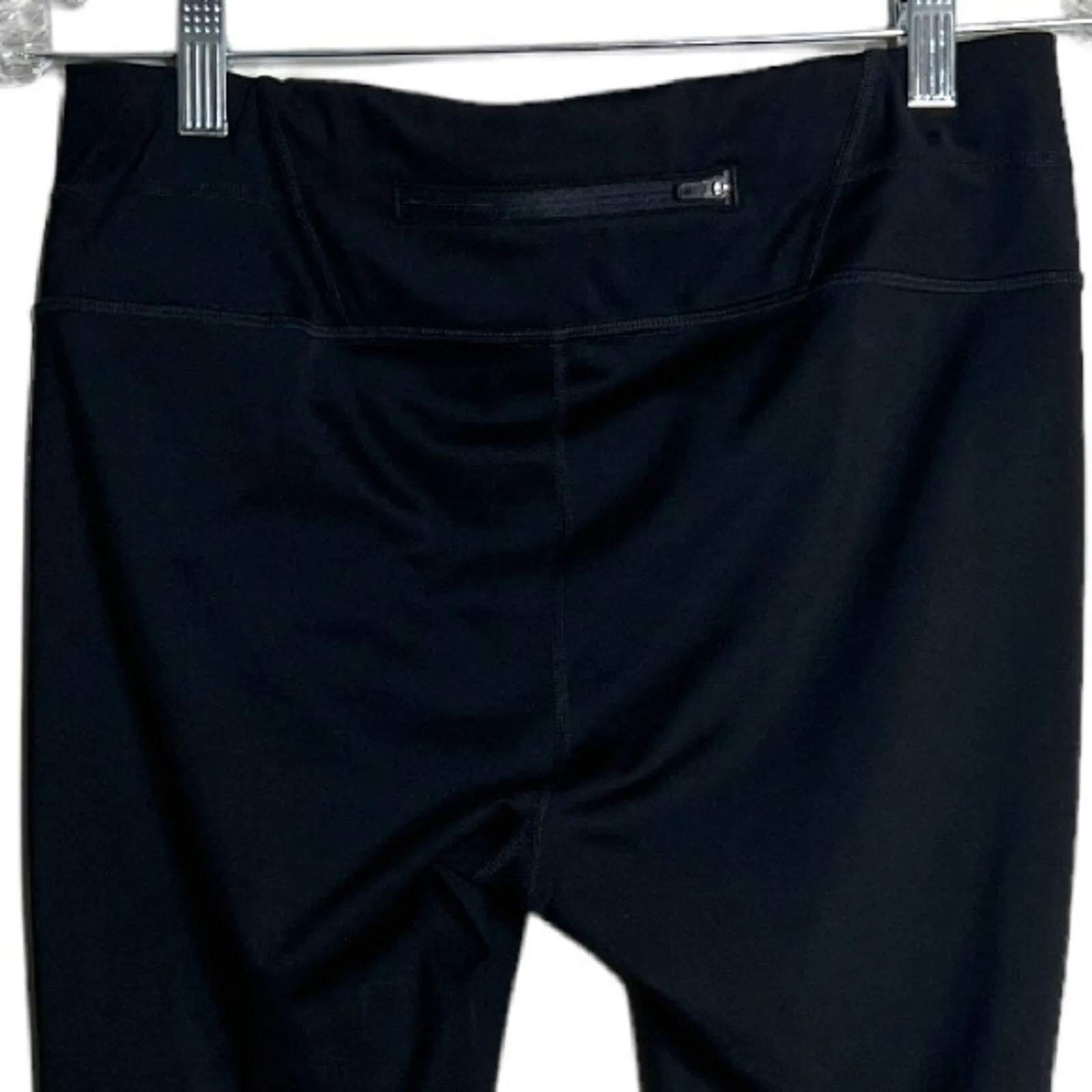 Athleta Pants Women Medium Spliced Sonar Tight Black Navy Blue Yellow Athleisure - Image 4