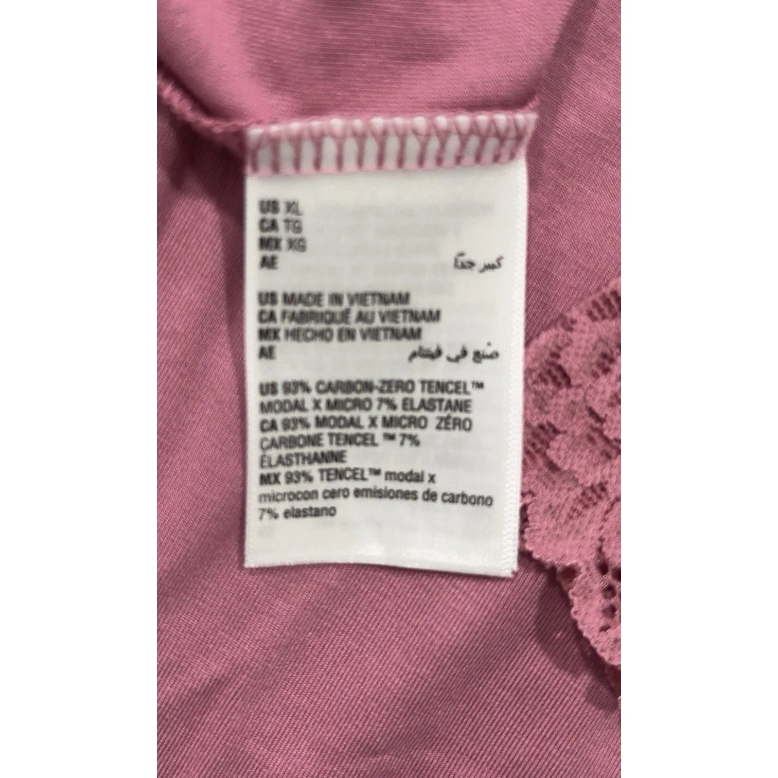 State of Day Macy’s Pink Lace Trim Collared Pajama Set 2PC Button Top Pants  XL - Image 7