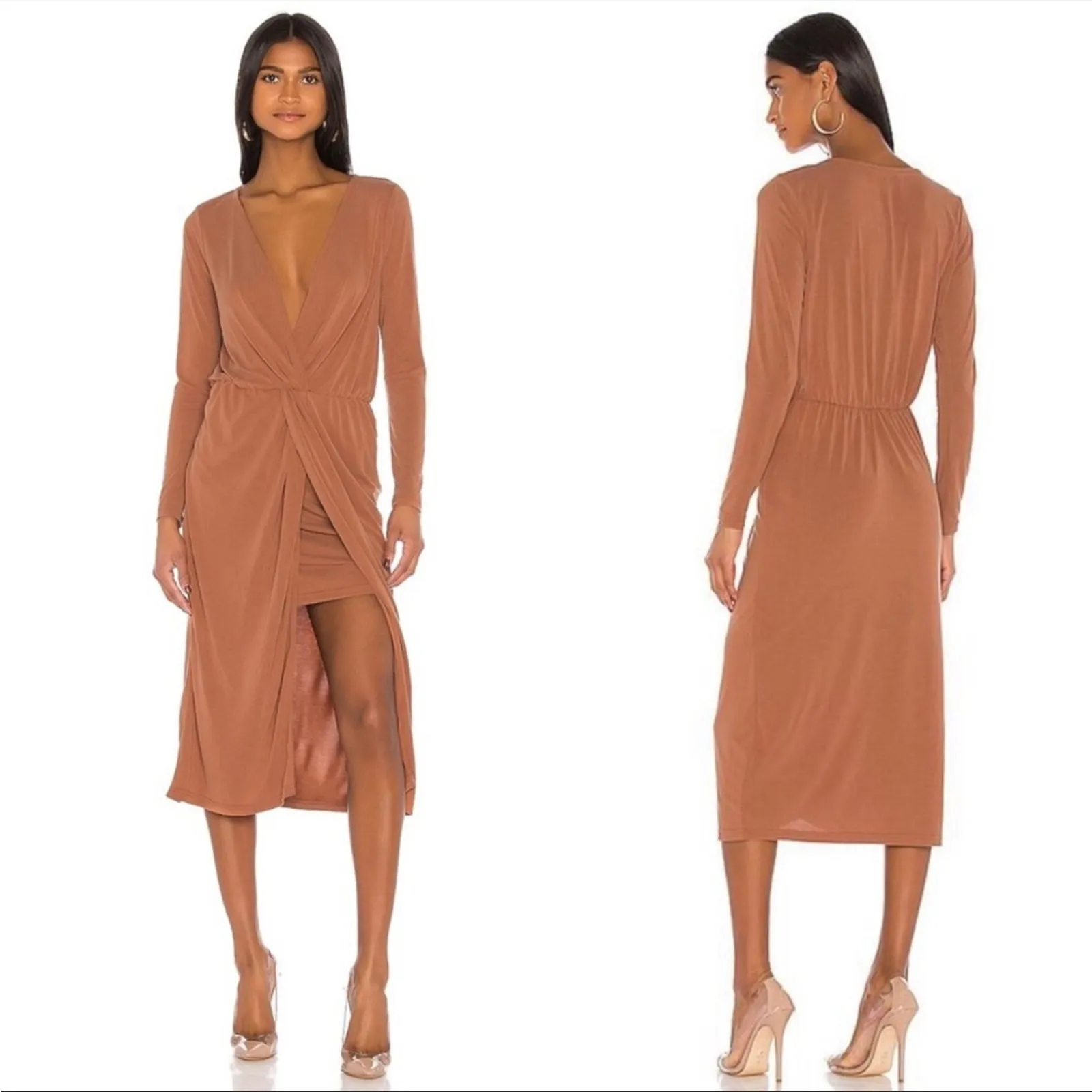 L'Academie The Judy Midi Dress in Terracotta Size: Small - Image 3