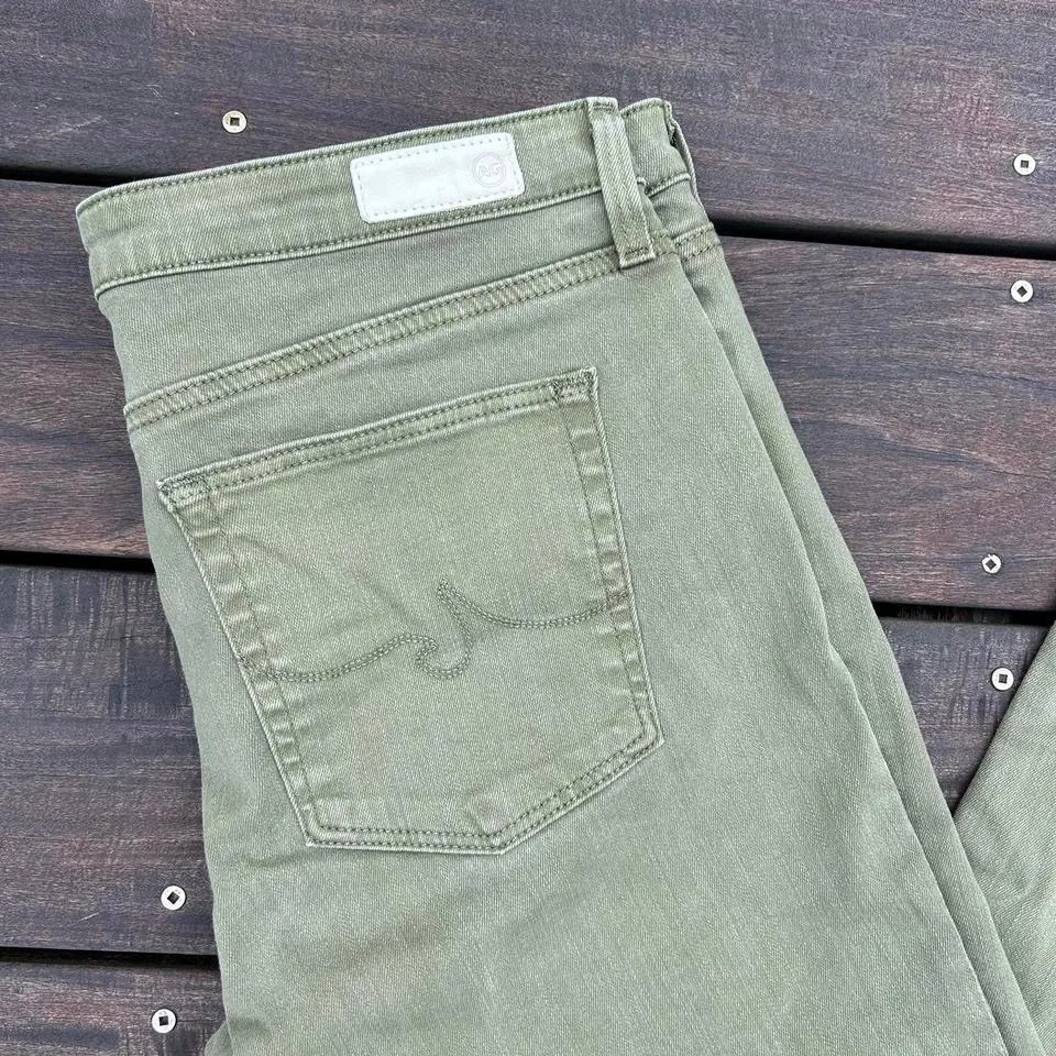 AG Adriano Goldschmied The Prima Ankle Cigarette Ankle Olive Green Skinny Jeans - Image 2