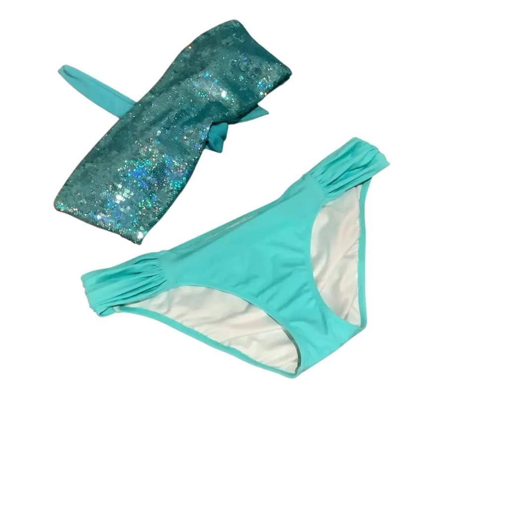 Victoria's Secret Turquoise Sequin Bikini WORN ONCE. - Image 6