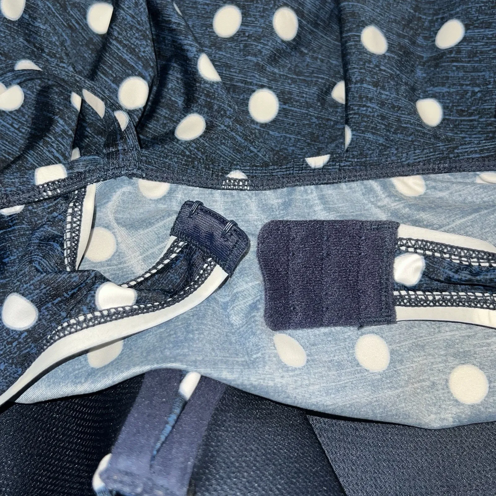 Miraclesuit Tankini Top Underwire 40D Blue White Polka Dot Equinox Plunge Swim - Image 6