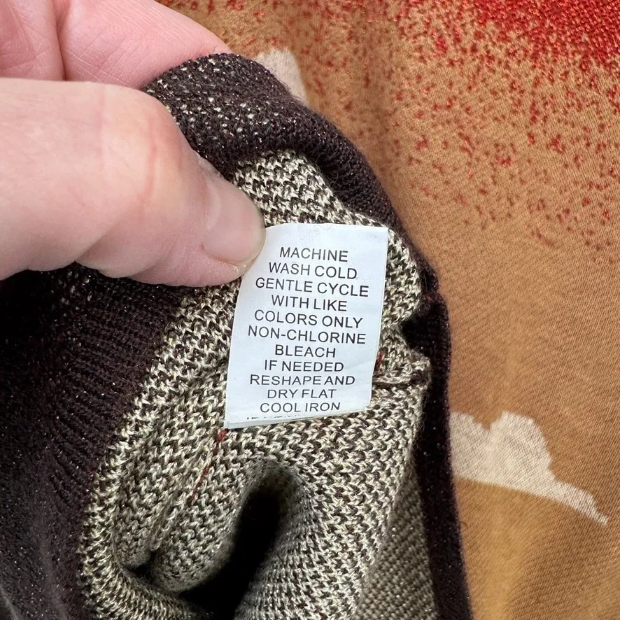 Cotton & Rye Sweater Womens L Metallic Orange Tan Coyote Southwest Print Acrylic Size L - Image 13