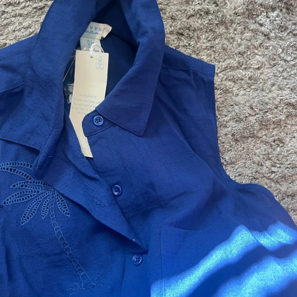 NWT Calypso St. Barth Blue button down midi dress size small - Image 9