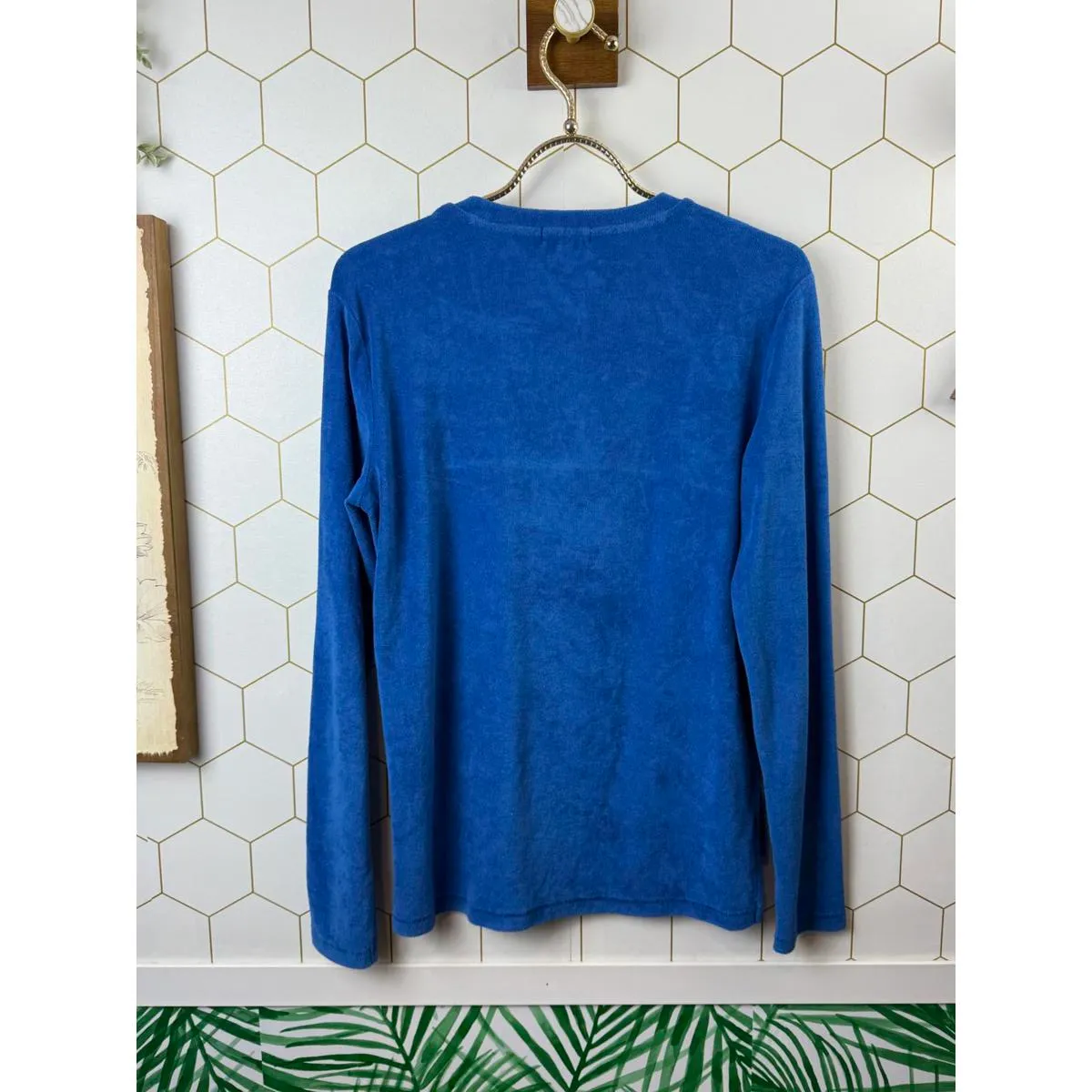 Goldie Velour Blue Long Sleeve T-Shirt - Size - XS - Image 3