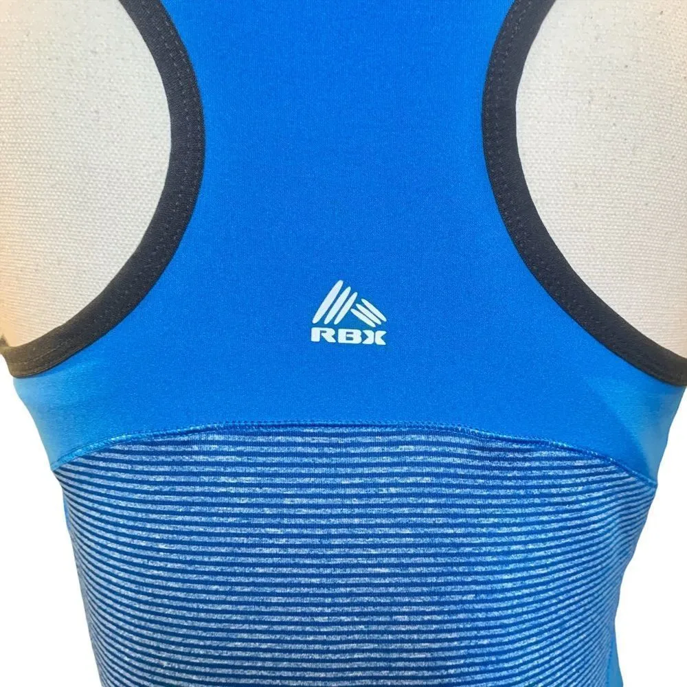 Women’s 𝅺RBX blue stripe zipper front athletic tank Size M - Image 5