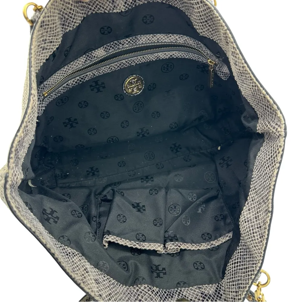 Tory Burch Thea Snakeskin Tote Bag Purse Shoulder Large - Image 8