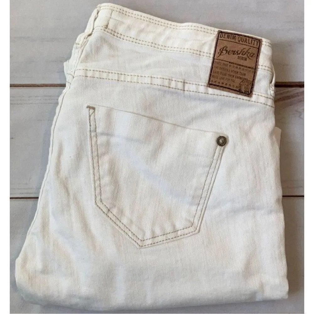 Bershka Denim Cream Skinny Jeans Size 4 - Image 2