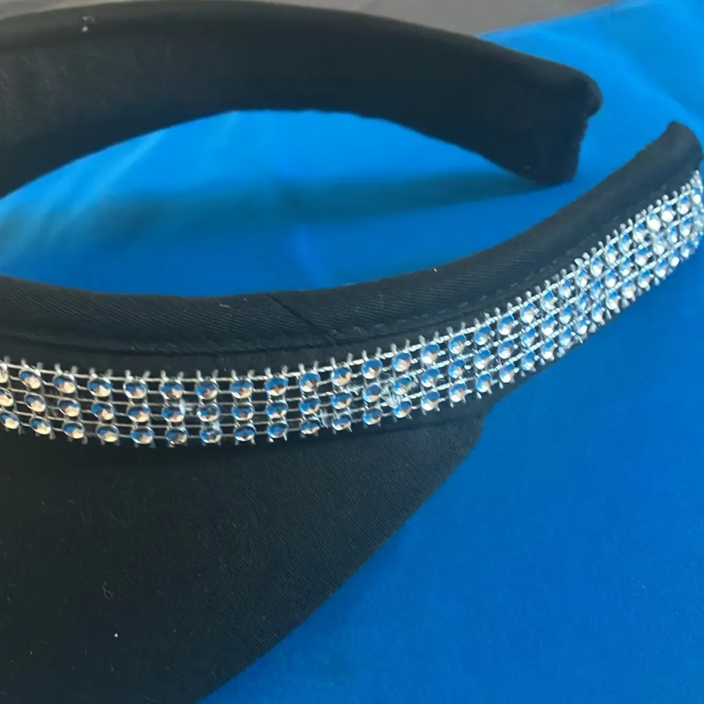 FINAL MARKDOWN Black Visor with Silver Rhinestone Band - Image 2