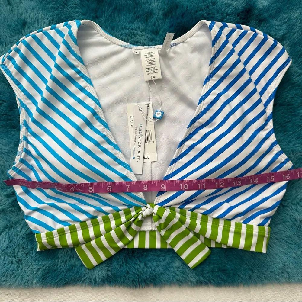 Bleu Rod Beattie Cap Sleeve Crop Bikini Top Size 10 - Image 6