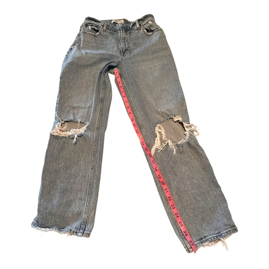 Abercrombie & Fitch 30 Short High Rise 90s Straight Distressed Ripped Jeans Gray - Image 7