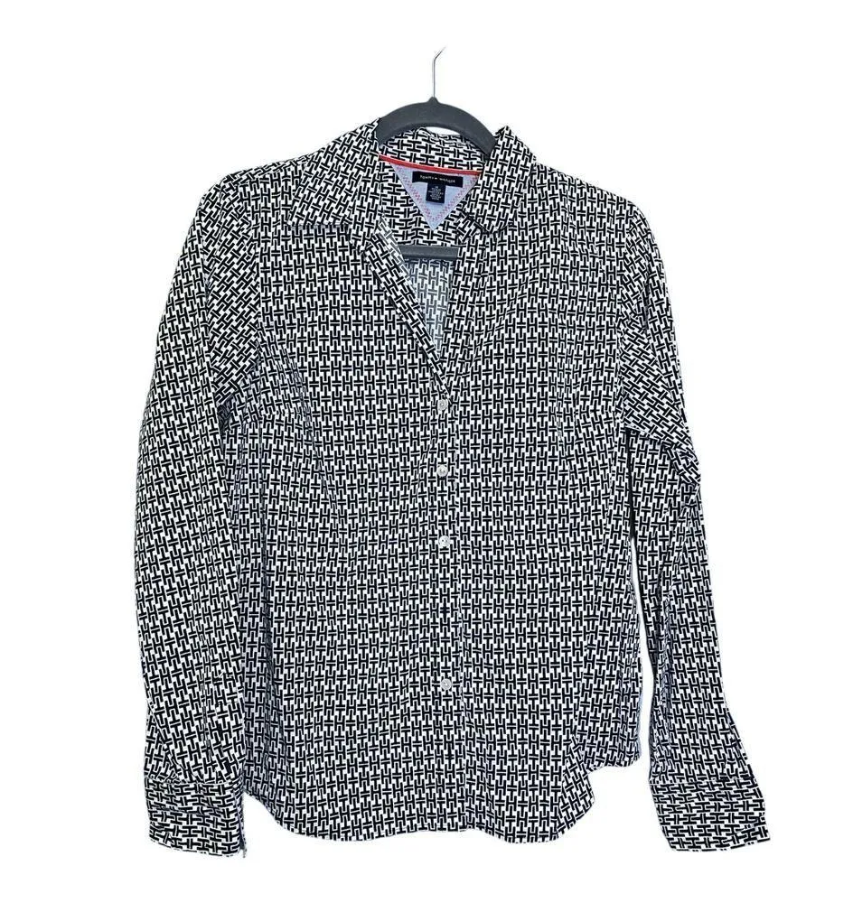 TOMMY HILFIGER Button Down Shirt Cotton Collared Long Sleeves Medium EUC - Image 9
