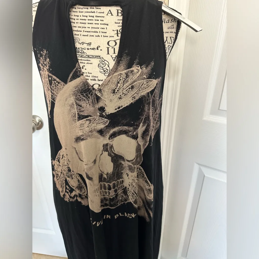 Religion Black  Sleeveless Skull Graphic Tunic Top - Image 6