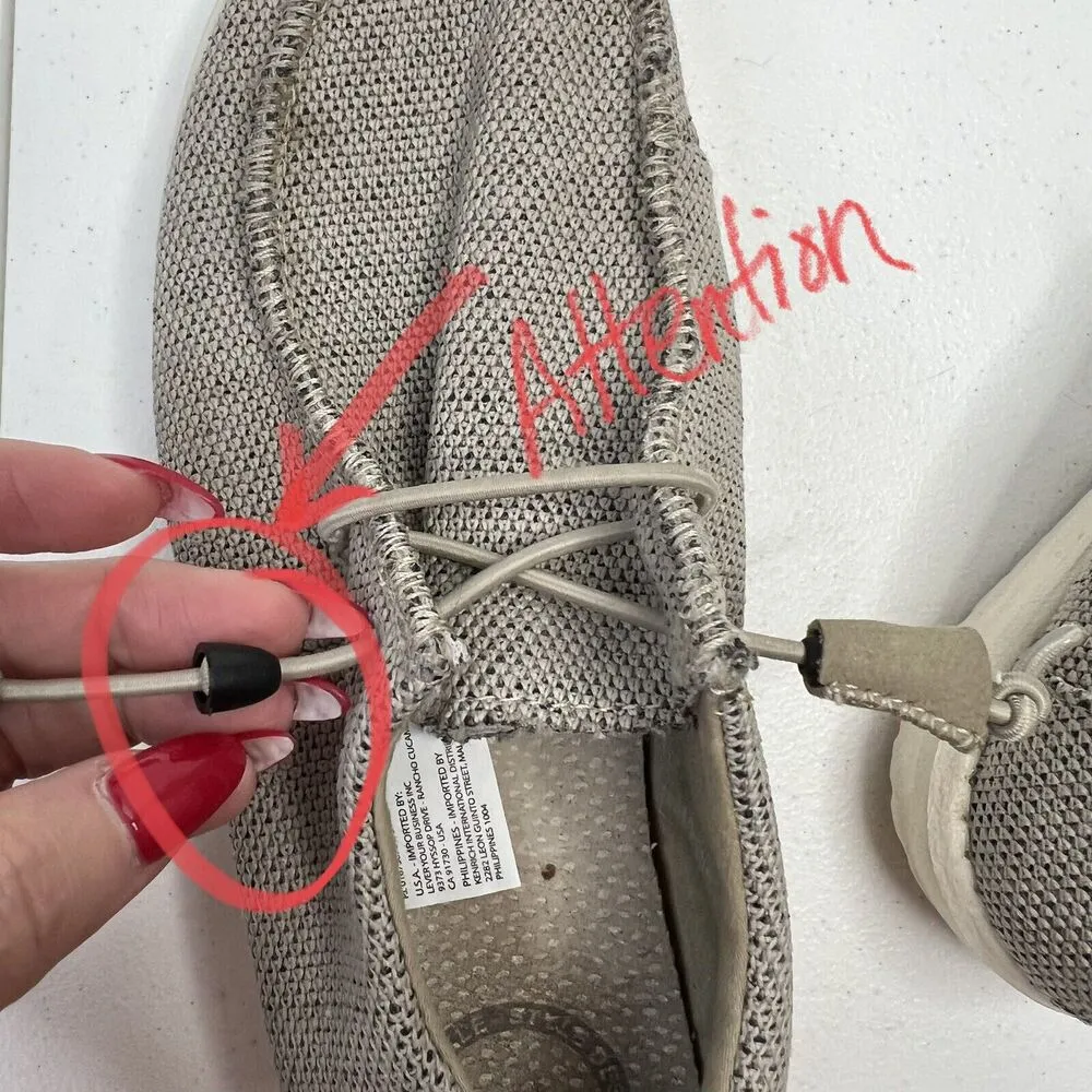 Hey Dude Size 8 Wendy Loafers Sox Beige Knit Slip On Shoes Lightweight Women’s - Image 3