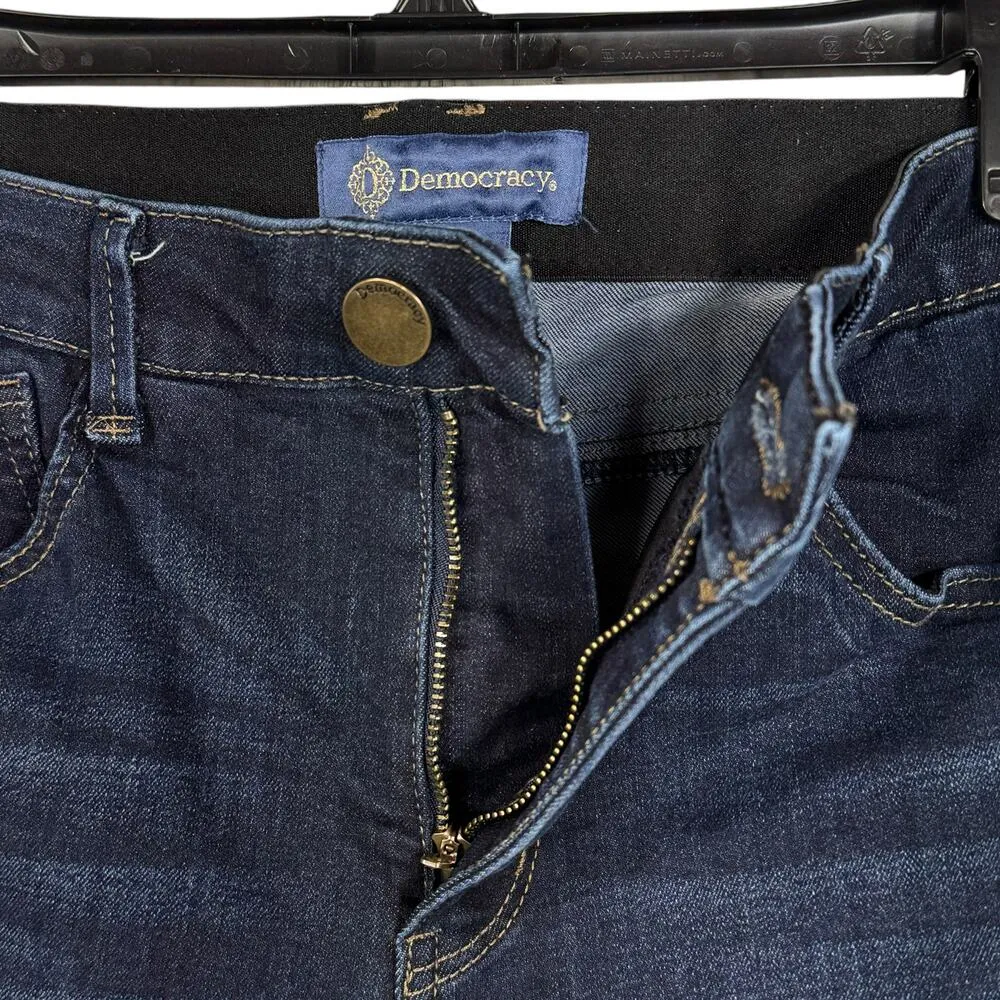 Democracy SZ 2 “Ab”solution Jeans Mid-Rise Stretch Zip-Fly Whiskered Dark Wash - Image 3