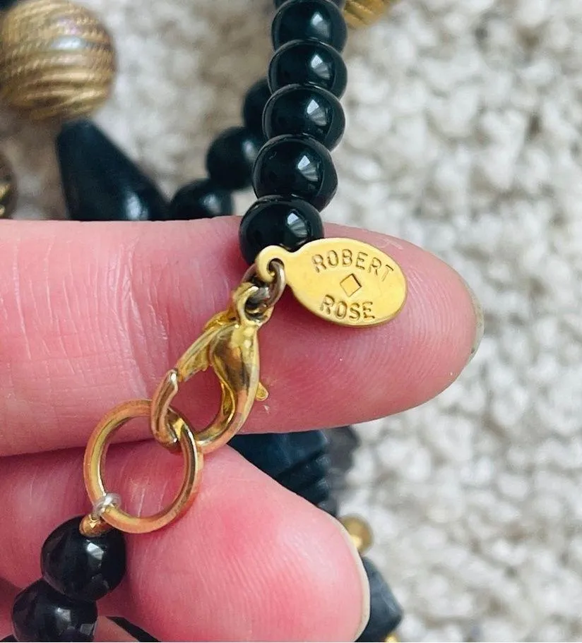 Vintage 70s Robert Rose designed gold plated with resin beads necklaces signed - Image 6