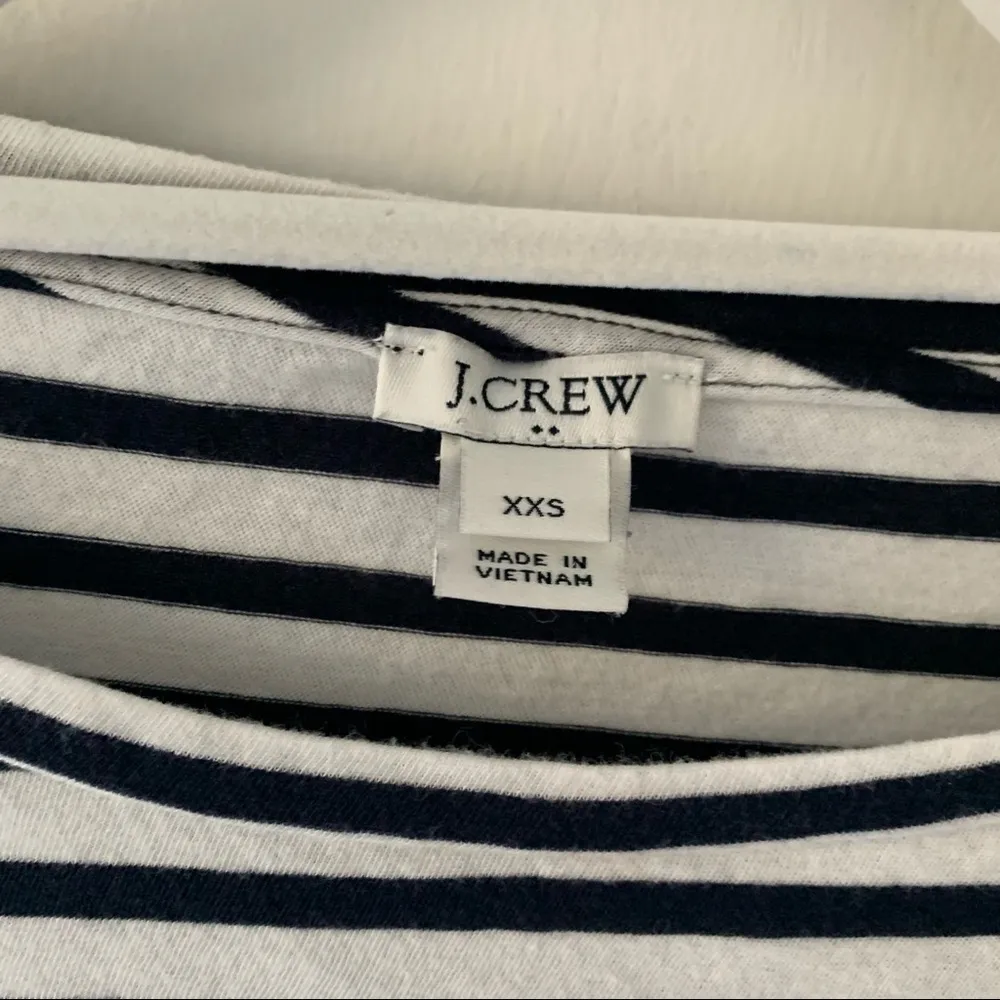 J Crew Navy White Striped Nautical Cotton T-Shirt - Image 3