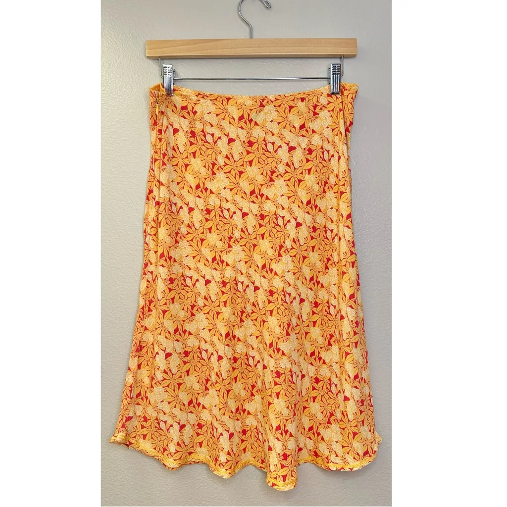GAP Vintage Y2K 2001 Floral Yellow Red Orange Flowy Skirt - Image 3