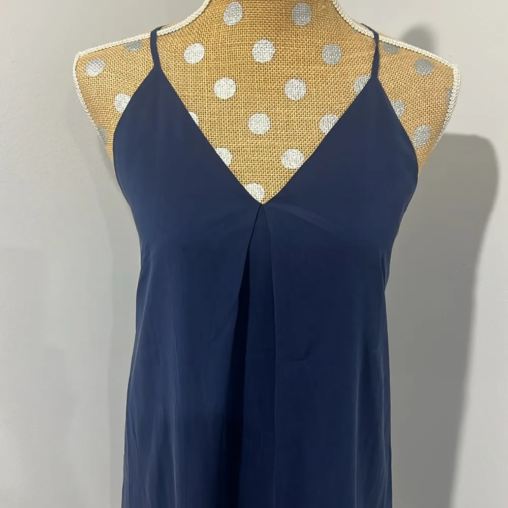 Alice + Olivia Navy Blue Sierra Silky  Y- Back Racerback Dress Size Small - Image 2