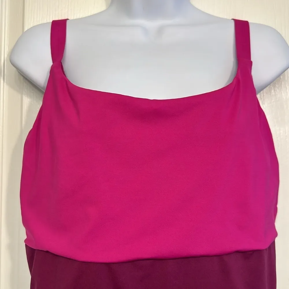Athleta Coastline Colorblock Electric Fuchsia Swimsuit Size XL EUC #1562 - Image 4