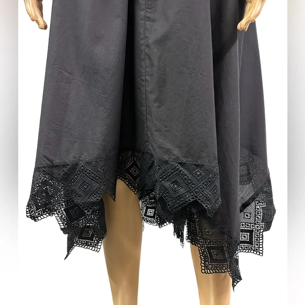 Roamans Black Crochet Lace Trim Asymmetrical Shark Bite Midi Dress Womens 18W - Image 4