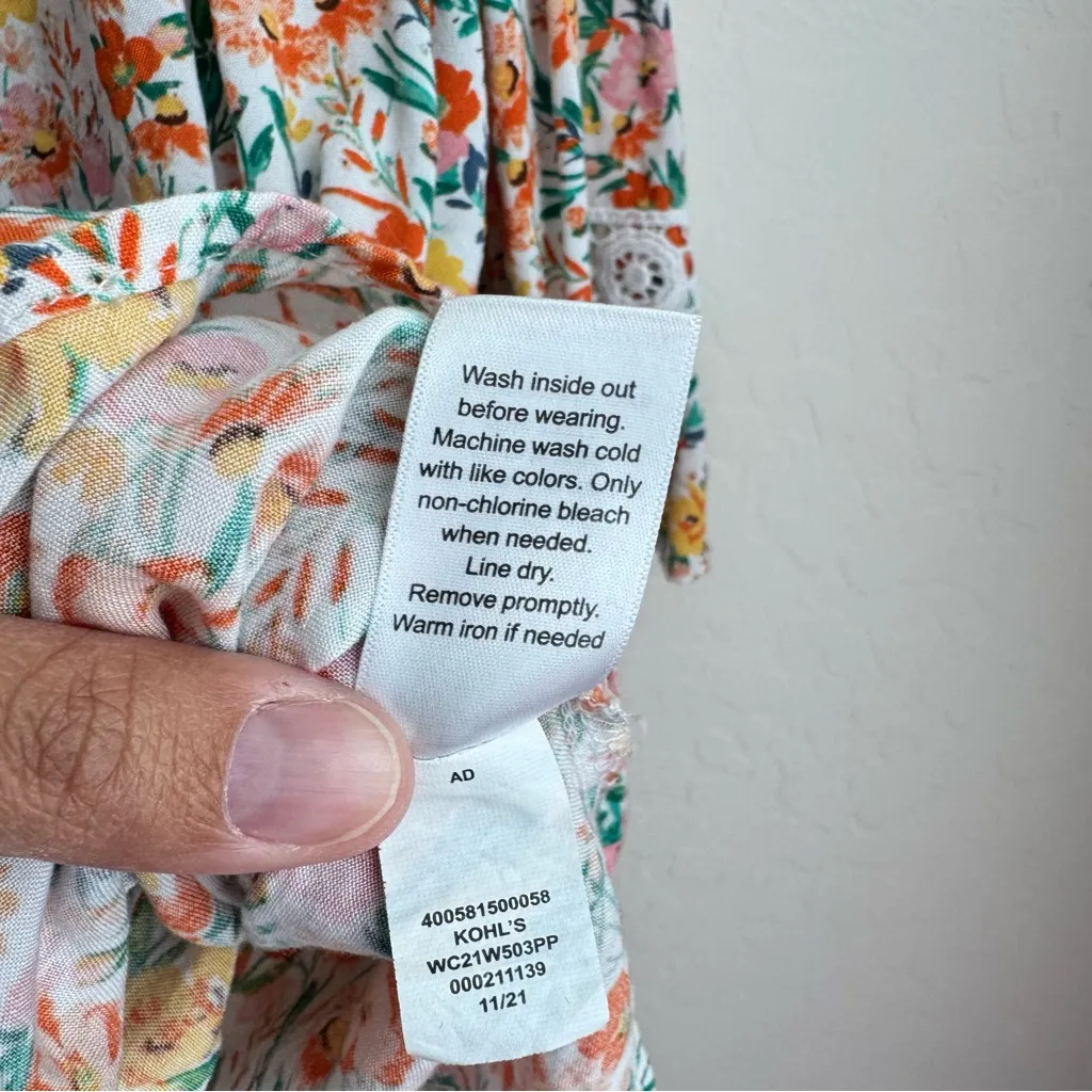 Croft & Barrow Floral Crochet Blouse 3/4 Sleeve 1X - Image 7