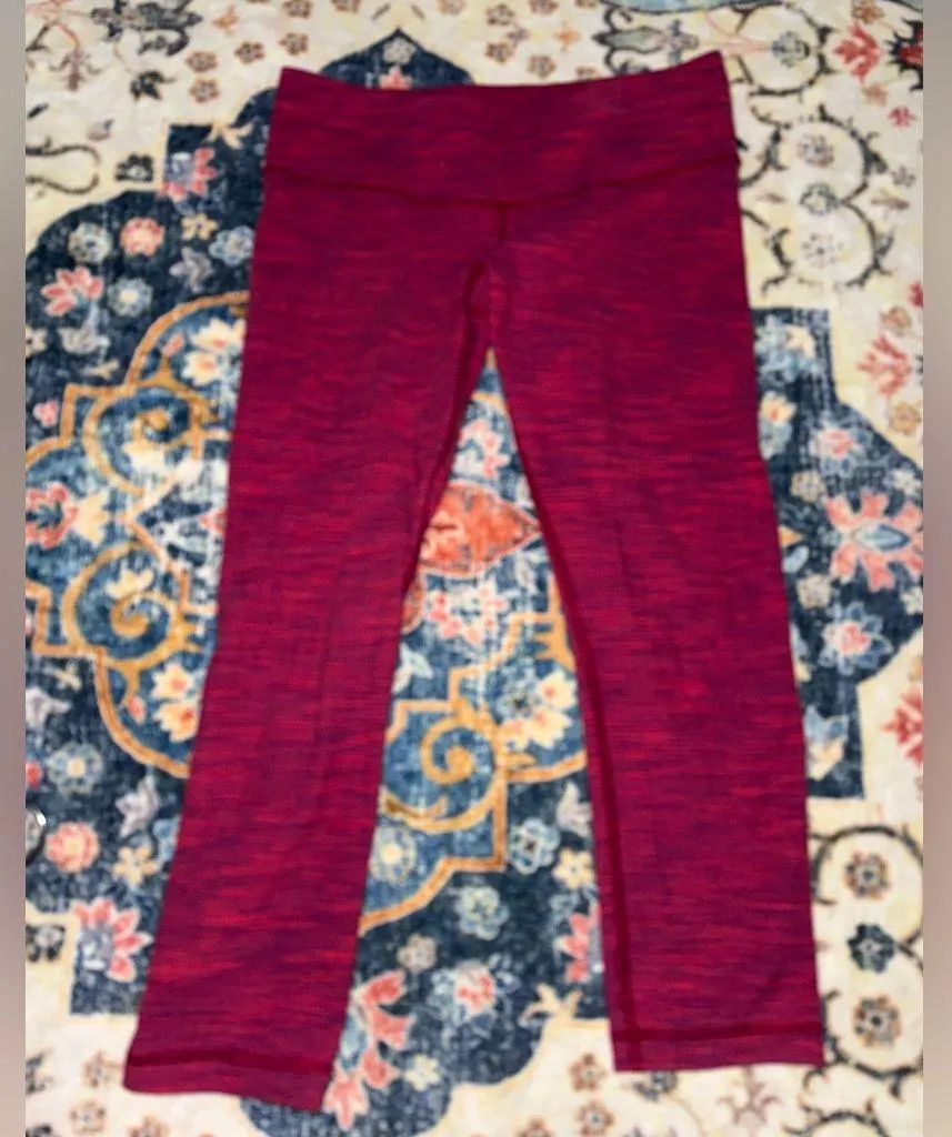 Lululemon Wunder Under Crop II Diamond Jacquard Space Dye Bumble Berry Flaming - Image 3