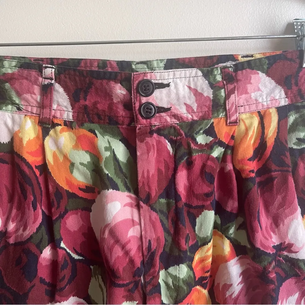 Vintage Paul Smith Fruit Floral High Waist Pleated Cotton Shorts Size 28" 8 - Image 2