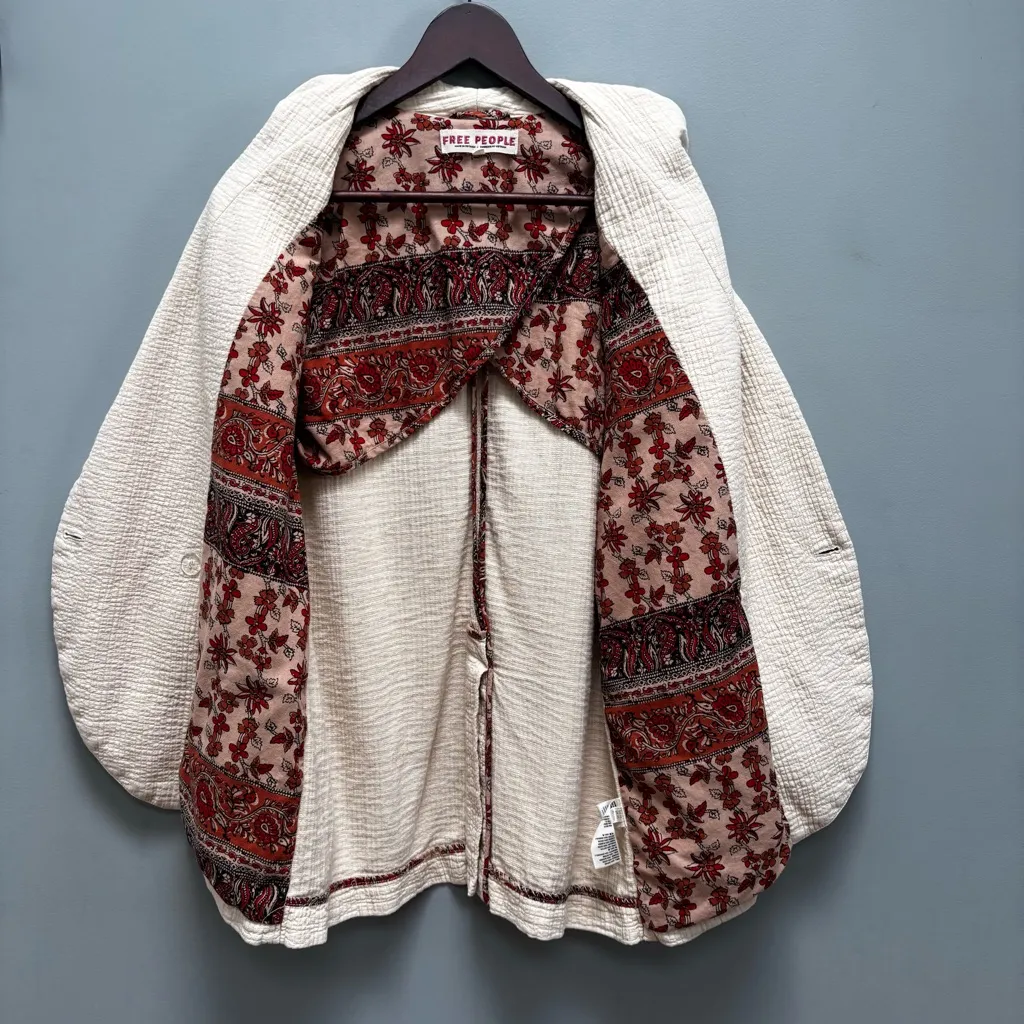 Free People We The Free Rowan Blazer in Ecru Relaxed Boyfriend XS - Image 13