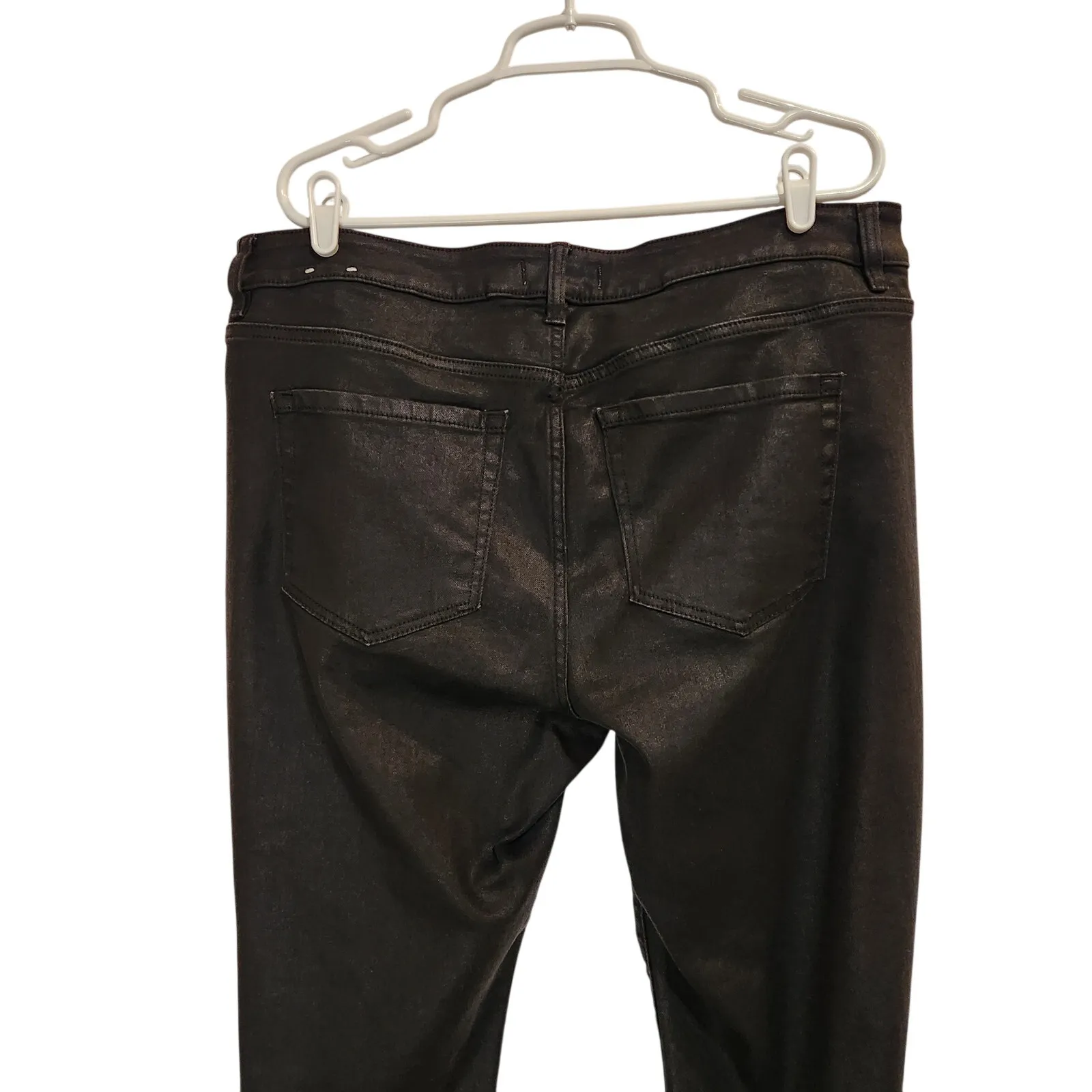 Lane Bryant Black Frayed Hem Faux Leather Hi-Rise Skinny Flare Trouser Pants 18R - Image 4