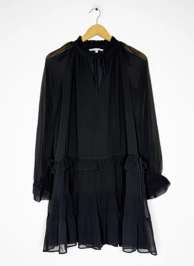 Rebecca Minkoff Willa Black Long Sleeve Ruffle Dress XS Revolve - Image 4