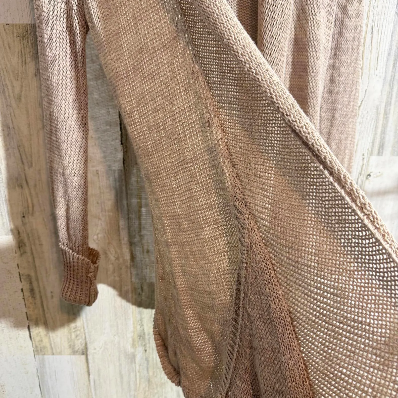 Anthropologie Linen Long Cardigan Angel Of The North Lightweight Beige Women XS - Image 6