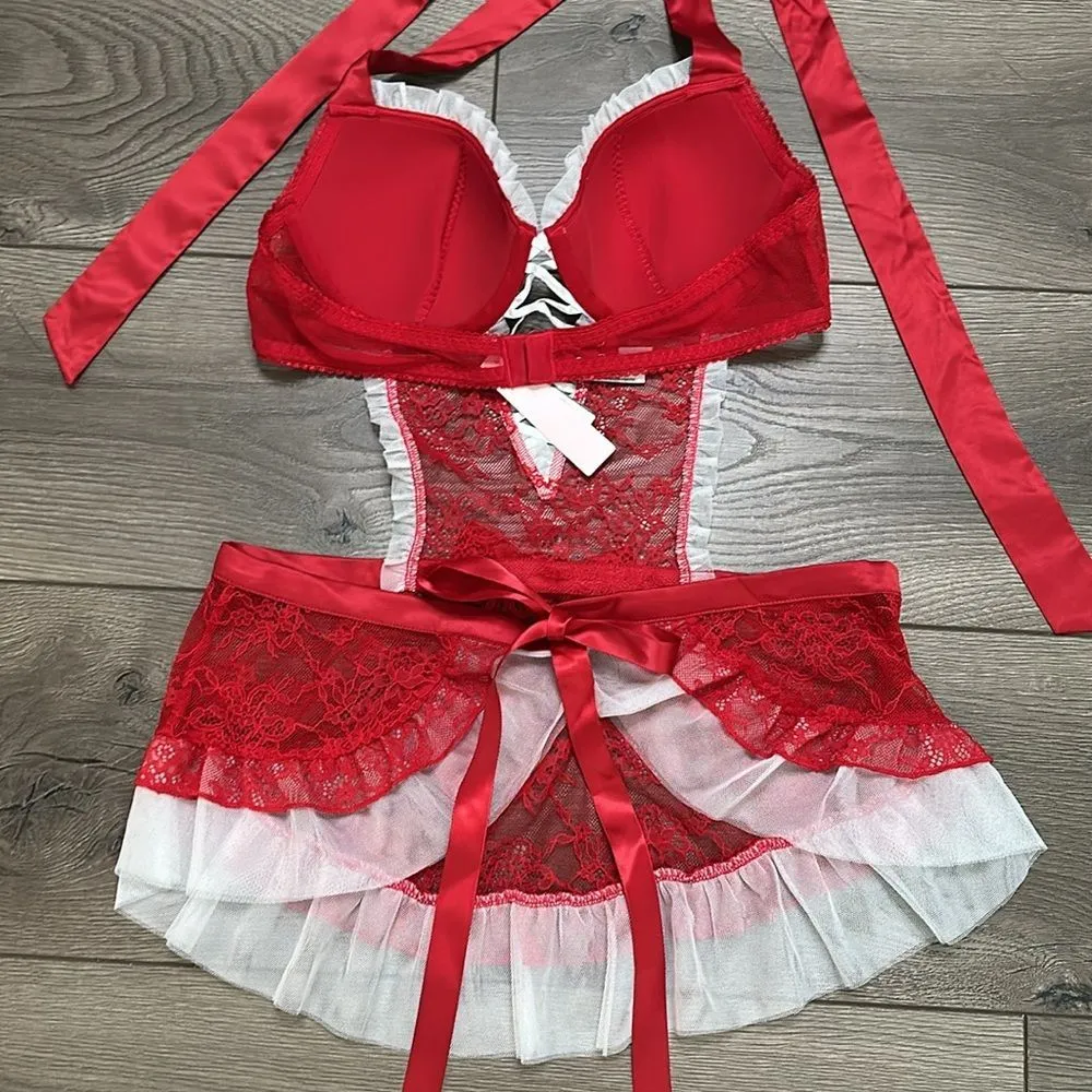 Victoria’s Secret Red‎ And White Apron Slip Size Medium - Image 9